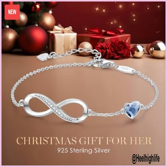 Sterling Silver Infinity Heart Charm Bracelet Adjustable Link Jewelry Gift - Picture 5 of 8